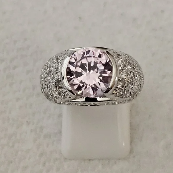 Victoria Wieck Pink Sapphire & Diamond Simulant Sterling Silver Ring Sz 6. - Picture 3 of 11